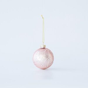 ΓΥΑΛΙΝΗ ΜΠΑΛΑ, ΡΟΖ ΜΕ ΛΕΥΚΑ ΣΧΕΔΙΑ, ΣΕΤ 4ΤΜΧ, 10cm - Image 1