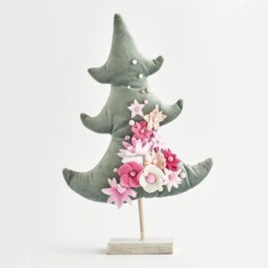 ΒΕΛΟΥΔΙΝΟ ΔΕΝΤΡΑΚΙ, ΠΡΑΣΙΝΟ ΜΕ ΡΟΖ ΛΟΥΛΟΥΔΙΑ, 22.5x35cm - Image 1