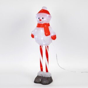 ΑΚΡΥΛΙΚΟΣ ΧΙΟΝΑΝΘΡΩΠΟΣ ΜΕ ΠΟΔΙΑ CANDY, 3,5V ΜΕΤΑΣΧΗΜΑΤΙΣΤΗ, 35 ΛΕΥΚΑ LED, ΠΡΟΕΚΤΑΣΗ ΠΑΡΟΧΗΣ 5m, 25x18x67cm, IP44 - Image 1