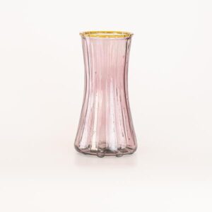 ΓΥΑΛΙΝΟ ΒΑΖΟ, ΜΕ ΑΝΑΓΛΥΦΕΣ ΓΡΑΜΜΕΣ, ΜΩΒ, 10,3x12,4x24cm - Image 1