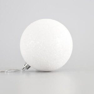 ΜΠΑΛΑ ΠΛΑΣΤΙΚΗ, ΛΕΥΚΗ ΜΕ GLITTER, ΣΕΤ 6ΤΜΧ, 8cm - Image 1