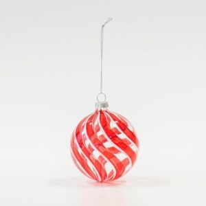 ΓΥΑΛΙΝΗ ΜΠΑΛΑ, ΔΙΑΦΑΝΗ, ΜΕ ΚΟΚΚΙΝΕΣ ΚΑΙ ΛΕΥΚΕΣ ΓΡΑΜΜΕΣ, ΣΕΤ 4ΤΜΧ, 8cm - Image 1