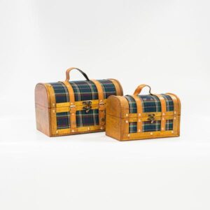 ΥΦΑΣΜΑΤΙΝΗ ΒΑΛΙΤΣΑ, ΜΠΛΕ ΚΑΡΟ, ΣΕΤ 2 ΤΜΧ, 30x18x19cm ΚΑΙ 24x13x15,3cm - Image 1