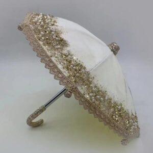 ΒΕΛΟΥΔΙΝΗ ΟΜΠΡΕΛΑ, ΛΕΥΚΗ ΜΕ ΣΑΜΠΑΝΙ GLITTER, 26x23cm - Image 1