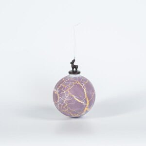 ΓΥΑΛΙΝΗ ΜΠΑΛΑ, ΣΑΠΙΟ ΜΗΛΟ ΜΕ ΧΡΥΣΟ, ΜΕ ΠΟΡΣΕΛΑΝΙΝΟ ΤΑΡΑΝΔΟ, 1ΤΜΧ, 10cm - Image 1