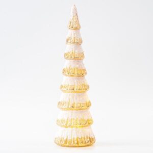 ΔΕΝΤΡΑΚΙ ΓΥΑΛΙΝΟ, ΧΡΥΣΟ ΜΕ ΛΕΥΚΟ GLITTER, ΦΩΤΙΖΟΜΕΝΟ, ΜΠΑΤΑΡΙΑΣ, 8,5x36cm - Image 1