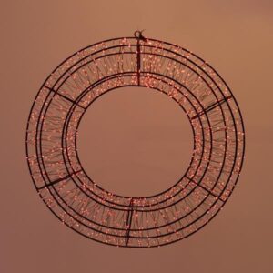 ΣΤΕΦΑΝΙ 38cm, 720 LED, 12V ΜΕΤΑΣΧΗΜΑΤΙΣΤΗ, TIMER, ΜΑΥΡΟΣ ΜΕΤΑΛΛΙΚΟΣ ΣΚΕΛΕΤΟΣ, ΜΑΥΡΟ ΧΑΛΚΙΝΟ ΚΑΛΩΔΙΟ, ΚΟΚΚΙΝΟ LED, ΠΡΟΕΚΤΑΣΗ ΠΑΡΟΧΗΣ 5m, IP44 - Image 1