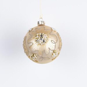 ΓΥΑΛΙΝΗ ΜΠΑΛΑ, ΧΡΥΣΗ ΜΕ ΣΧΕΔΙΟ ΚΑΙ ΠΕΡΛΕΣ, ΣΕΤ 4ΤΜΧ, 10cm - Image 1