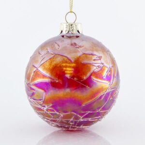 ΜΠΑΛΑ ΓΥΑΛΙΝΗ, ΔΙΑΦΑΝΗ ΙΡΙΔΙΖΟΥΣΑ ΚΟΚΚΙΝΗ, ΣΕΤ 4ΤΜΧ, 8cm - Image 1