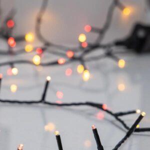 ΣΕΙΡΑ, 240 LED 3mm, 31V ΜΕΤΑΣΧΗΜΑΤΙΣΤΗ, 8 ΠΡΟΓΡΑΜΜΑΤΑ & ΜΝΗΜΗ, ΠΡΑΣΙΝΟ PVC ΚΑΛΩΔΙΟ, ΚΟΚΚΙΝΟ & ΘΕΡΜΟ ΛΕΥΚΟ LED (ΕΝΑΛΛΑΞ) ΑΝΑ 5cm, ΠΡΟΕΚΤΑΣΗ ΠΑΡΟΧΗΣ 3m, IP44 - Image 1