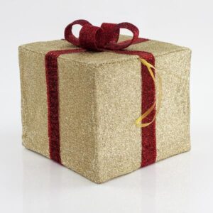 ΚΟΥΤΙ ΔΩΡΟΥ ΥΦΑΣΜΑΤΙΝΟ, ΧΡΥΣΟ ΜΕ ΚΟΚΚΙΝΗ ΚΟΡΔΕΛΑ, 40cm - Image 1