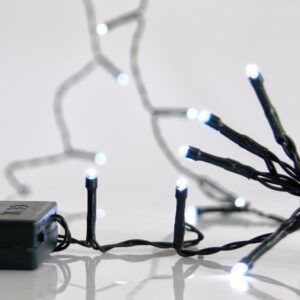 ΣΕΙΡΑ, 50 LED 5mm, ΜΠΑΤΑΡΙΑΣ 3xAA, ΧΡΟΝΟΔΙΑΚΟΠΤΗΣ, ΠΡΑΣΙΝΟ PVC ΚΑΛΩΔΙΟ, ΛΕΥΚΟ LED ΑΝΑ 10cm, ΠΡΟΕΚΤΑΣΗ ΠΑΡΟΧΗΣ 50cm, IP20 - Image 1