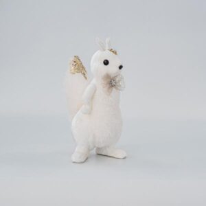 ΒΕΛΟΥΔΙΝΟΣ ΣΚΙΟΥΡΟΣ, ΜΕ ΦΙΟΓΚΟ, ΑΣΠΡΟΣ, 15x14x27cm - Image 1