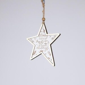 ΞΥΛΙΝΟ ΣΤΟΛΙΔΙ ΑΣΤΕΡΑΚΙ, ΛΕΥΚΟ ΜΕ ΧΡΥΣΟ, 0.5x11x24cm - Image 1