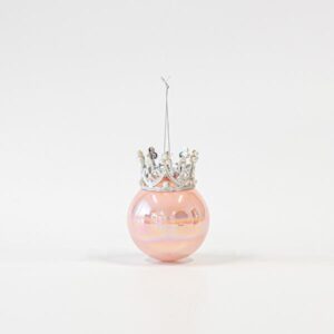 ΓΥΑΛΙΝΗ ΜΠΑΛΑ, ΡΟΖ ΠΕΡΛΕ, ΜΕ ΚΟΡΩΝΑ, ΣΕΤ 4ΤΜΧ, 8x10cm - Image 1