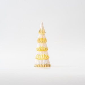 ΔΕΝΤΡΑΚΙ ΓΥΑΛΙΝΟ, ΧΡΥΣΟ ΜΕ ΛΕΥΚΟ GLITTER, ΦΩΤΙΖΟΜΕΝΟ, ΜΠΑΤΑΡΙΑΣ, 8,5x20,5cm - Image 1