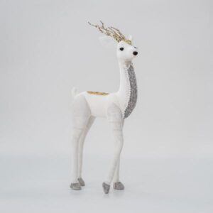 ΒΕΛΟΥΔΙΝΟ ΕΛΑΦΙ, ΛΕΥΚΟ, ΜΕ ΧΡΥΣΟ ΓΚΛΙΤΕΡ, 19x45x8cm - Image 1