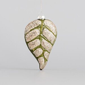 ΓΥΑΛΙΝΟ ΣΤΟΛΙΔΙ, ΦΥΛΛΟ, ΠΡΑΣΙΝΟ, ΜΕ GLITTER, ΣΕΤ 4ΤΜΧ, 7x2,6x11,5cm - Image 1