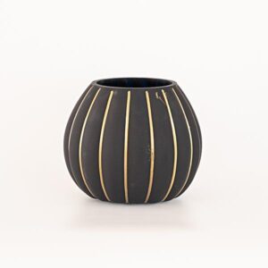 ΓΥΑΛΙΝΟ ΒΑΖΟ, ΜΕ ΧΡΥΣΕΣ ΓΡΑΜΜΕΣ, 10x15x15cm - Image 1