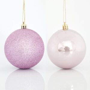 ΜΠΑΛΑ ΠΛΑΣΤΙΚΗ,  ΡΟΖ, ΣΕΤ 6ΤΜΧ, (2 ΠΕΡΛΕ, 4 GLITTER), 8cm - Image 1