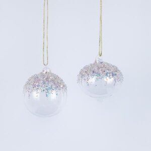 ΓΥΑΛΙΝΗ ΜΠΑΛΑ, ΔΙΑΦΑΝΗ, ΜΕ ΔΙΑΦΑΝΕΣ ΧΑΝΤΡΕΣ, 2 ΣΧΗΜΑΤΑ, ΣΕΤ 4ΤΜΧ, 10cm - Image 1