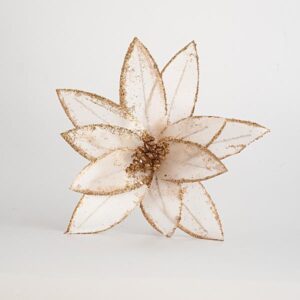 ΛΟΥΛΟΥΔΙ ΛΕΥΚΟ, ΜΕ ΧΡΥΣΟ GLITTER, 24cm - Image 1