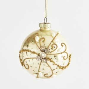 ΓΥΑΛΙΝΗ ΜΠΑΛΑ, ΧΡΥΣΗ ΜΕ ΣΧΕΔΙΟ , ΣΕΤ 4ΤΜΧ, 8cm - Image 1