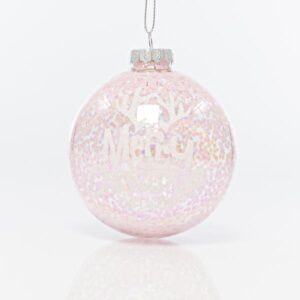 ΓΥΑΛΙΝΗ ΜΠΑΛΑ ΔΙΑΦΑΝΗ, ΜΕ ΡΟΖ ΑΣΤΕΡΑΚΙΑ ΣΤΟ ΕΣΩΤΕΡΙΚΟ ΤΗΣ, ΣΕΤ 4ΤΜΧ, 8cm - Image 1