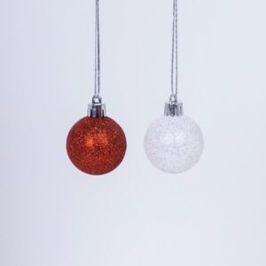 ΜΠΑΛΑ ΠΛΑΣΤΙΚΗ, ΛΕΥΚΗ ΚΟΚΚΙΝΗ, ΓΚΛΙΤΕΡ, ΣΕΤ 6ΤΜΧ, 4cm (TOP 120) - Image 1