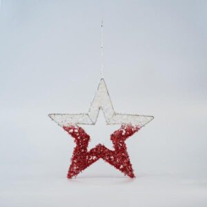 ΑΣΤΕΡΙ ΚΡΕΜΑΣΤΟ, ΠΛΕΓΜΑ, ΛΕΥΚΟ-ΚΟΚΚΙΝΟ, 25cm - Image 1