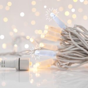 ΣΕΙΡΑ, 100 LED 5mm ΜΕ ΚΑΛΥΜΜΑ, 230V, 3 ΕΠΕΚΤΑΣΕΙΣ ΕΩΣ 9 ΣΕΤ, ΛΕΥΚΟ ΚΑΟΥΤΣΟΥΚ ΚΑΛΩΔΙΟ, 90 ΘΕΡΜΑ ΛΕΥΚΑ LED + 10 ΛΕΥΚΑ FLASH LED ANA 10cm, ΠΡΟΕΚΤΑΣΗ ΠΑΡΟΧΗΣ 1.5cm, ΙΡ65 - Image 1