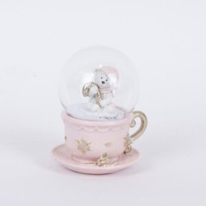 ΧΙΟΝΟΜΠΑΛΑ ΣΕ ΦΛΥΤΖΑΝΑΚΙ ΜΕ ΑΡΚΟΥΔΑΚΙ, ΡΟΖ, 7x8x10cm - Image 1