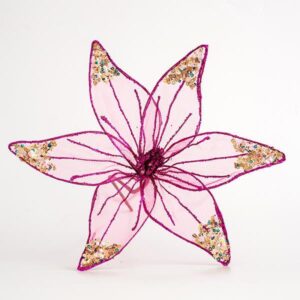 ΛΟΥΛΟΥΔΙ ΟΡΓΑΝΤΖΑ, ΔΙΑΦΑΝΟ ΜΠΟΡΝΤΩ ΜΕ GLITTER, 30cm - Image 1