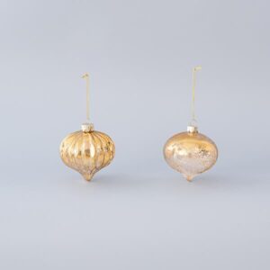 ΓΥΑΛΙΝΟ ΣΤΟΛΙΔΙ, ΚΡΕΜΜΥΔΙ, ΧΡΥΣΟ, 2 ΣΧΕΔΙΑ, ΣΕΤ 4ΤΜΧ, 8cm - Image 1