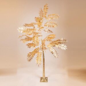 ΧΡΥΣΟ ΔΕΝΤΡΟ ΜΕ ΠΛΑΤΥ ΦΥΛΛΟ 2,1m, 4,5V ΜΕΤΑΣΧΗΜΑΤΙΣΤΗ, 180 ΘΕΡΜΑ ΛΕΥΚΑ MINI LED, ΠΡΟΕΚΤΑΣΗ ΠΑΡΟΧΗΣ 3m, IP44 - Image 1