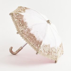 ΒΕΛΟΥΔΙΝΗ ΟΜΠΡΕΛΑ ΡΟΖ, ΜΕ ΓΚΛΙΤΕΡ, 23x26cm - Image 1