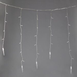 ΒΡΟΧΗ, 96 LED 5mm, 16 ΣΤΑΛΑΚΤΙΤΕΣ 9.5cm, 31V ΜΕΤΑΣΧΗΜΑΤΙΣΤΗΣ, 8 ΠΡΟΓΡΑΜΜΑΤΑ & ΜΝΗΜΗ, 4 ΕΠΕΚΤΑΣΕΙΣ ΕΩΣ 3 ΣΕΤ, ΔΙΑΦΑΝΟ PVC ΚΑΛΩΔΙΟ, ΛΕΥΚΟ LED (H80 x W300cm, 6/7/5), ΠΡΟΕΚΤΑΣΗ ΠΑΡΟΧΗΣ 3m, IP44 - Image 1