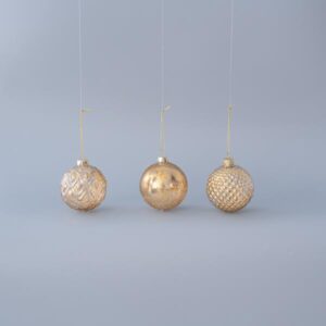 ΓΥΑΛΙΝΗ ΜΠΑΛΑ, ΔΙΑΦΑΝΗ ΧΡΥΣΗ, ΑΝΑΓΛΥΦΗ, 3 ΣΧΕΔΙΑ, ΣΕΤ 4ΤΜΧ, 8cm - Image 1