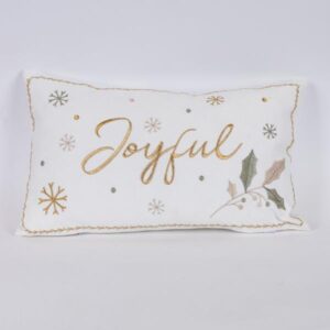 ΜΑΞΙΛΑΡΙ ΛΕΥΚΟ, ΜΕ ΧΡΥΣΗ ΕΠΙΓΡΑΦΗ JOYFUL, 30x50cm - Image 1