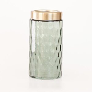 ΓΥΑΛΙΝΟ ΒΑΖΟ, ΠΡΑΣΙΝΟ, ΜΕ ΧΡΥΣΟ, 10x11x22cm - Image 1
