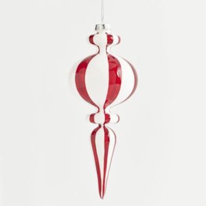 ΓΥΑΛΙΝΟ ΣΤΟΛΙΔΙ, ΑΣΠΡΟ ΚΑΙ ΚΟΚΚΙΝΟ,  21cm - Image 1