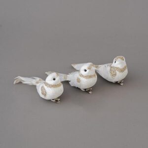 ΠΟΥΛΑΚΙ ΛΕΥΚΟ, ΜΕ ΣΑΜΠΑΝΙ GLITTER, 12x5cm - Image 1