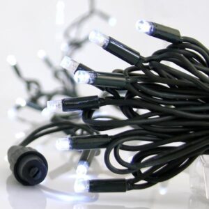 ΣΕΙΡΑ, 100 LED 5mm ΜΕ ΚΑΛΥΜΜΑ, 230V, 3 ΕΠΕΚΤΑΣΕΙΣ ΕΩΣ 20 ΣΕΤ, ΠΡΑΣΙΝΟ ΚΑΟΥΤΣΟΥΚ ΚΑΛΩΔΙΟ, ΛΕΥΚΟ LED ANA 10cm, ΠΡΟΕΚΤΑΣΗ ΠΑΡΟΧΗΣ 1.5cm, ΙΡ67 - Image 1