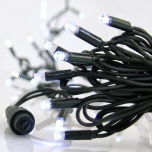 ΣΕΙΡΑ, 100 LED 5mm ΜΕ ΚΑΛΥΜΜΑ, 230V, 3 ΕΠΕΚΤΑΣΕΙΣ ΕΩΣ 9 ΣΕΤ, ΠΡΑΣΙΝΟ ΚΑΟΥΤΣΟΥΚ ΚΑΛΩΔΙΟ, ΛΕΥΚΟ LED ANA 10cm, ΠΡΟΕΚΤΑΣΗ ΠΑΡΟΧΗΣ 1.5m, ΙΡ65 - Image 1