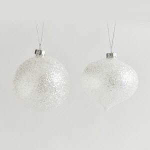 ΓΥΑΛΙΝΗ ΜΠΑΛΑ, ΔΙΑΦΑΝΗ, ΜΕ ΓΚΛΙΤΕΡ, 2 ΣΧΗΜΑΤΑ, ΣΕΤ 4ΤΜΧ, 10cm - Image 1