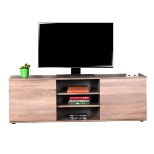 ΕΠΙΠΛΟ TV ΜΕ ΔΥΟ ΠΟΡΤΕΣ  ΚΑΙ ΤΡΙΑ ΡΑΦΙΑ 140x35x48 εκ LATTE - Image 1