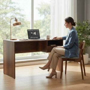 ΓΡΑΦΕΙΟ ΜΕ ENA ΣΥΡΤΑΡΙ ΜΕ ΚΛΕΙΔΑΡΙΑ & ΕΝΑ ΡΑΦΙ 120x60x75 εκ OSLO WALNUT - Image 5