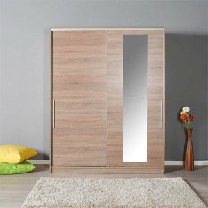 ΝΤΟΥΛΑΠΑ  ΜΕ ΔΥΟ ΣΥΡΟΜΕΝΕΣ ΠΟΡΤΕΣ & ΚΑΘΡΕΠΤΗ 160x60x207 εκ SONOMA - Image 3