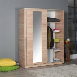 ΝΤΟΥΛΑΠΑ  ΜΕ ΔΥΟ ΣΥΡΟΜΕΝΕΣ ΠΟΡΤΕΣ & ΚΑΘΡΕΠΤΗ 160x60x207 εκ SONOMA - Image 4