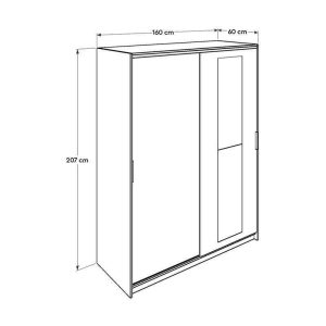 ΝΤΟΥΛΑΠΑ  ΜΕ ΔΥΟ ΣΥΡΟΜΕΝΕΣ ΠΟΡΤΕΣ & ΚΑΘΡΕΠΤΗ 160x60x207 εκ SONOMA - Image 6